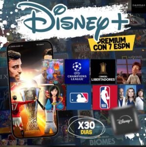 Disney+ Premium + 7 Canales ESPN Perfil x 30 Días | Series, Películas y Deportes en Vivo