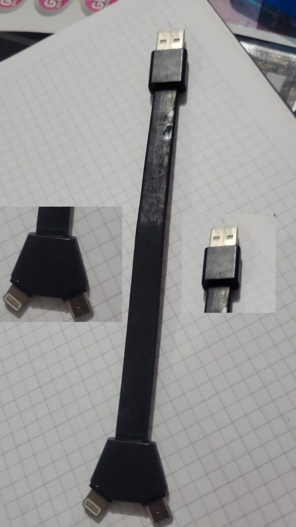 Cable 3 en 1 USB a Lightning, Micro USB y USB-C – Nuevo sin empaque