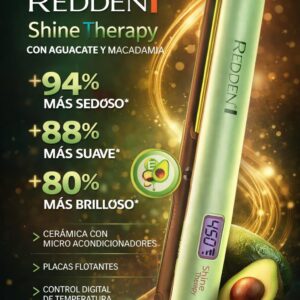 Plancha REDDEN Profesional – Aguacate & Macadamia, Cabello Suave y Brillante