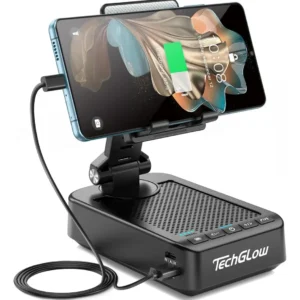 Soporte Plegable para Celular Techglow con Carga y Altavoz Bluetooth