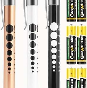 Linternas Clínicas Tipo Lápis para Enfermeras y Médicos (Pack x 3 + Pilas)